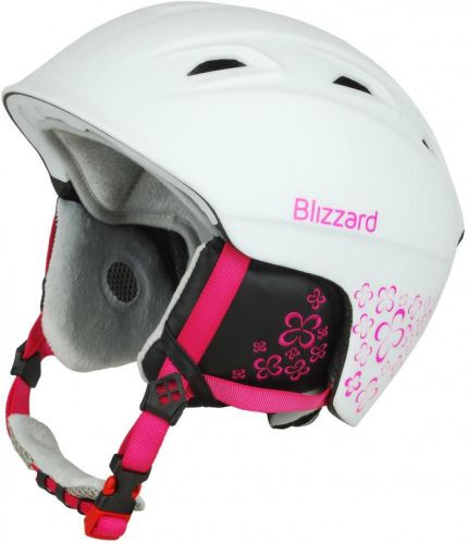 BLIZZARD Demon ski helmet junior, white matt/magenta flowers - vel. 51-55cm