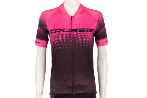 Dámský cyklistický dres CRUSSIS krátký rukáv - černá/růžová