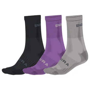 Endura Dámské ponožky Coolmax Race (3-balení) End Purple - vel. One size