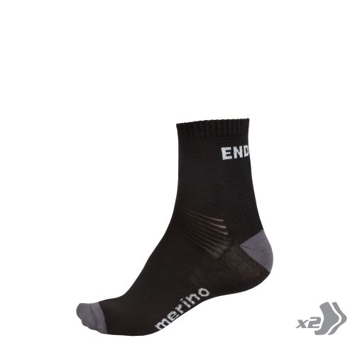 Endura BaaBaa Merino ponožky (2-balení) Černá