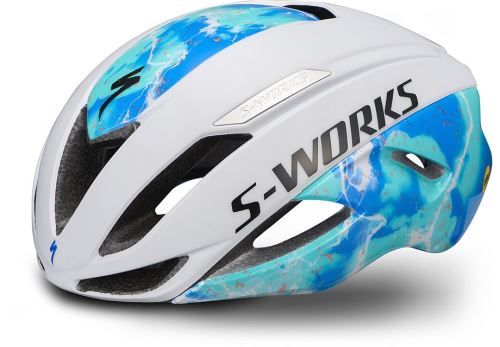 Specialized S-Works EVADE II with ANGI 2022 Matte Dove Grey/Gloss Cobalt Blue/Lagoon Blue/Vivid Coral