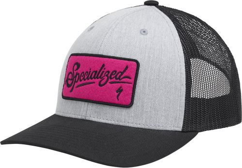 Specialized Script Trucker Snapback Hat Heather Gray/Black/Bright Pink