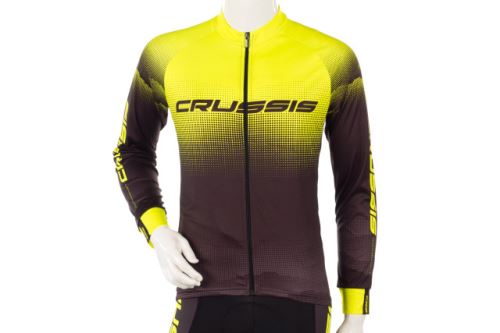 Cyklistický dres CRUSSIS, dlouhý rukáv černá/žlutá