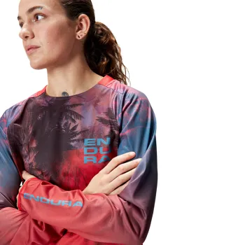 Endura dámský dres Tropical Tee LTD s dlouhým rukávem Granátové Jablko