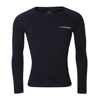Progress MT TDR 250 pánské merino triko s dlouhým rukávem Černá/Modrá Progress MT TDR 250 pánské merino triko s dlouhým rukávem Černá/Modrá