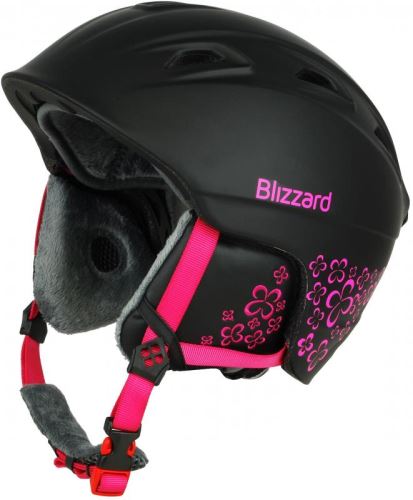 Helma BLIZZARD W2W Demon ski helmet, black matt/magenta flowers - vel. 56-59cm