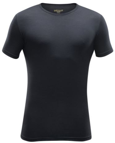 Devold Breeze pánské super lehké pohodlné vlněné triko Black/Dark Grey