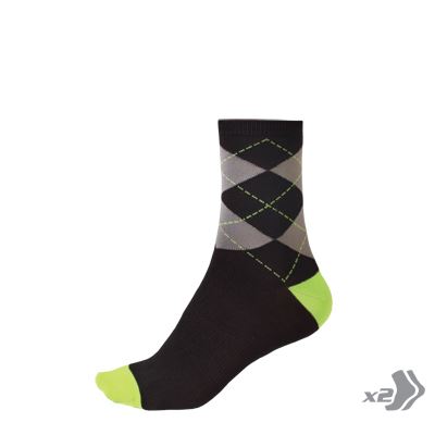 Endura Argyll ponožky (2-balení) Svítivě Zelená