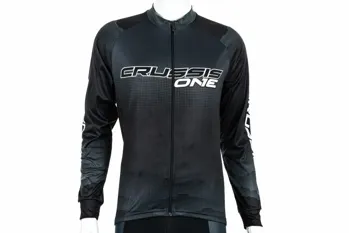 Cyklistický dres CRUSSIS - ONE, dlouhý rukáv černá/bílá