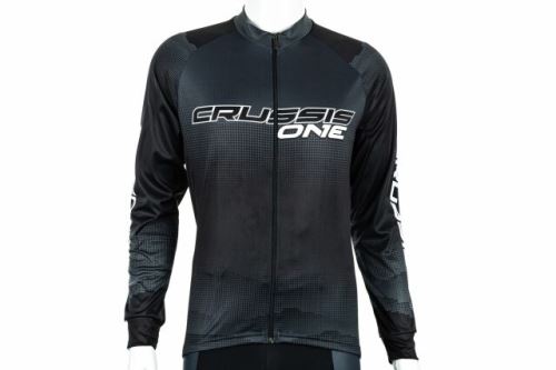 Cyklistický dres CRUSSIS - ONE, dlouhý rukáv černá/bílá