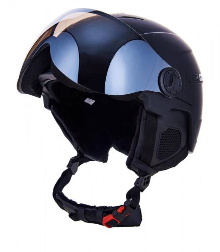 BLIZZARD Double Visor ski helmet, black matt, big logo, smoke lens, mirror