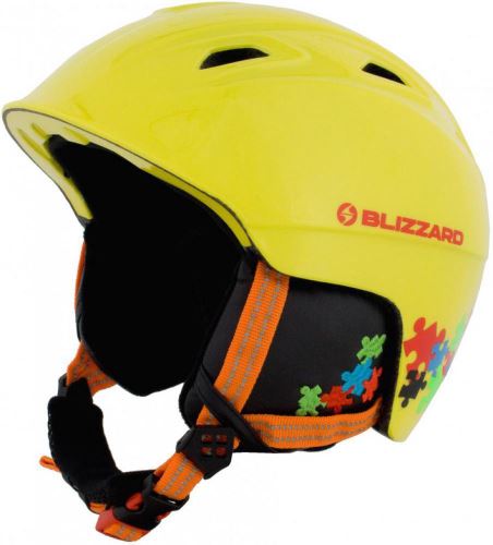 BLIZZARD Demon ski helmet junior, neon yellow/colorfull puzzles - vel. 51-55cm