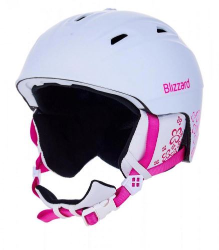 BLIZZARD Demon ski helmet junior, white matt/magenta flowers - vel. 51-55cm